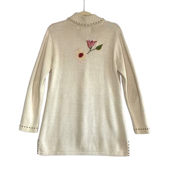 STORYBOOK KNITS VTG Embroidery Cardigan S Retro Western Beaded Oversize Boho Y2K - Picture 3 of 13